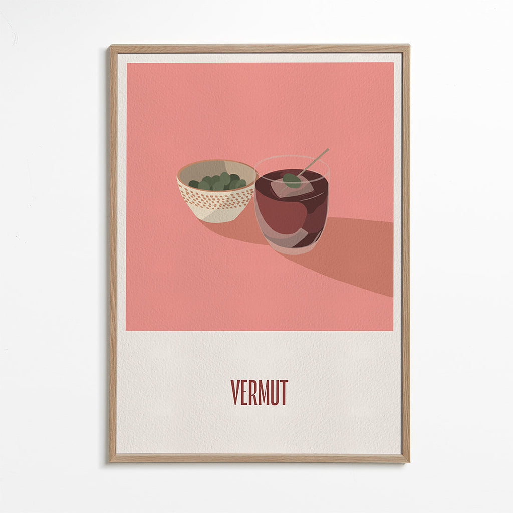 Obraz do kuchyně Vermut a olivy minimalistická ilustrace