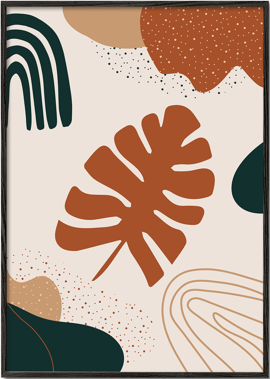 Botanický tisk list terracotta