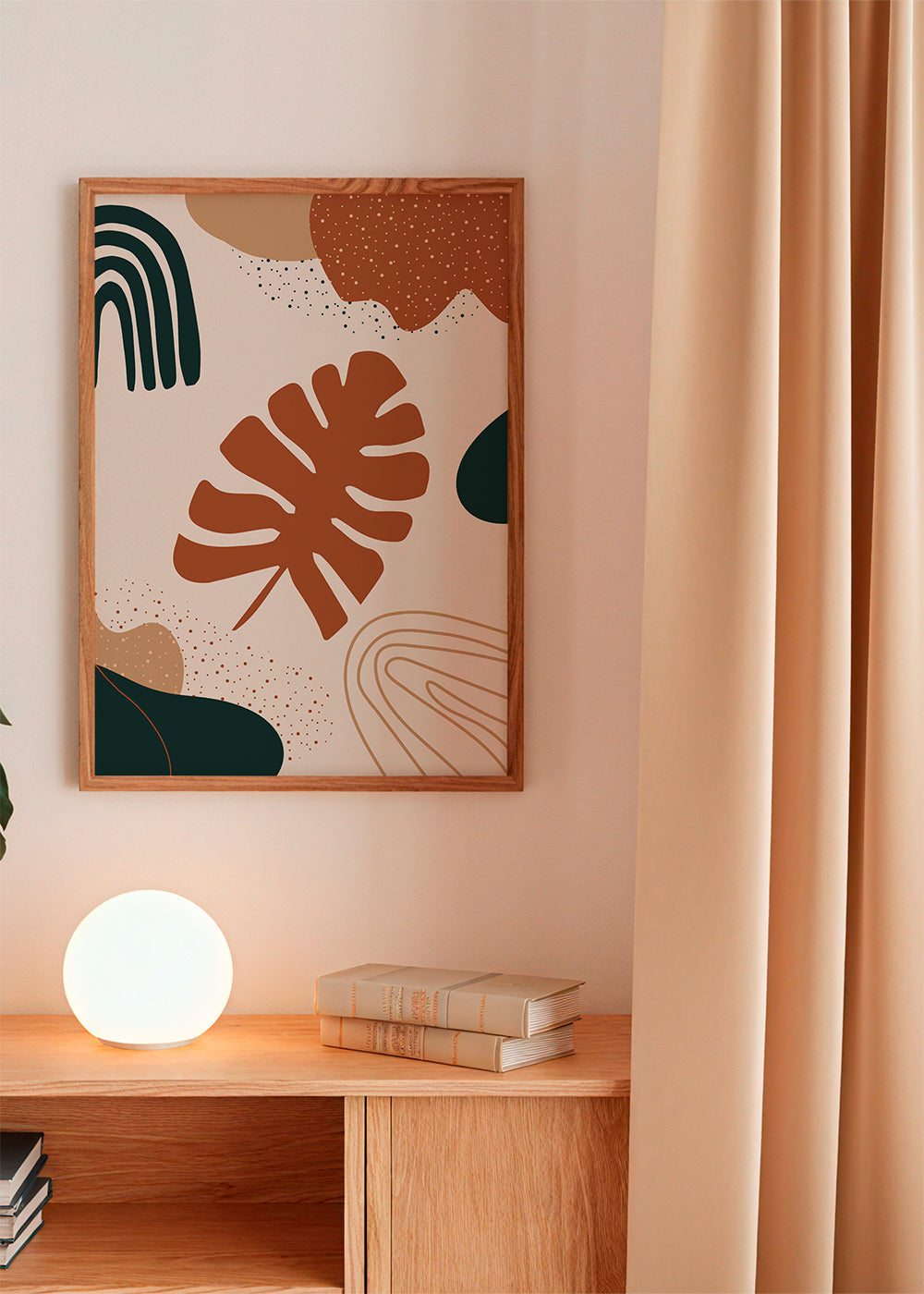 Botanický tisk list terracotta