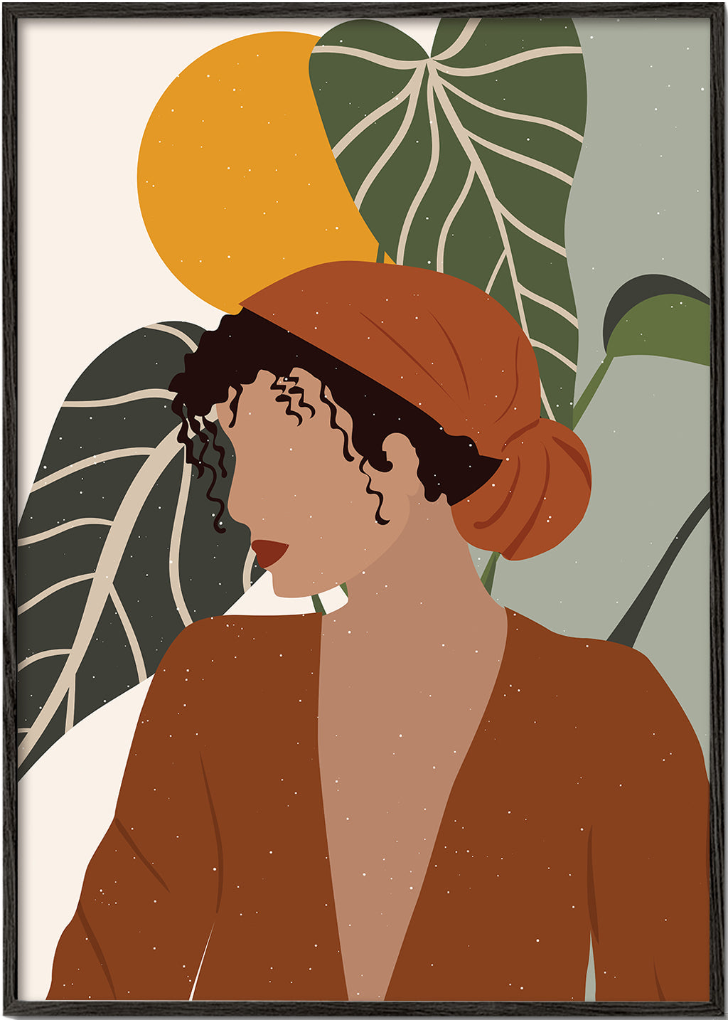 Ilustrace žena boho s listy