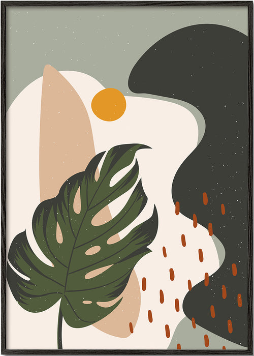 Botanický plakát se stylizovaným listem monstera