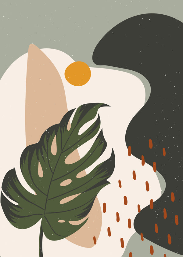 Botanický plakát se stylizovaným listem monstera