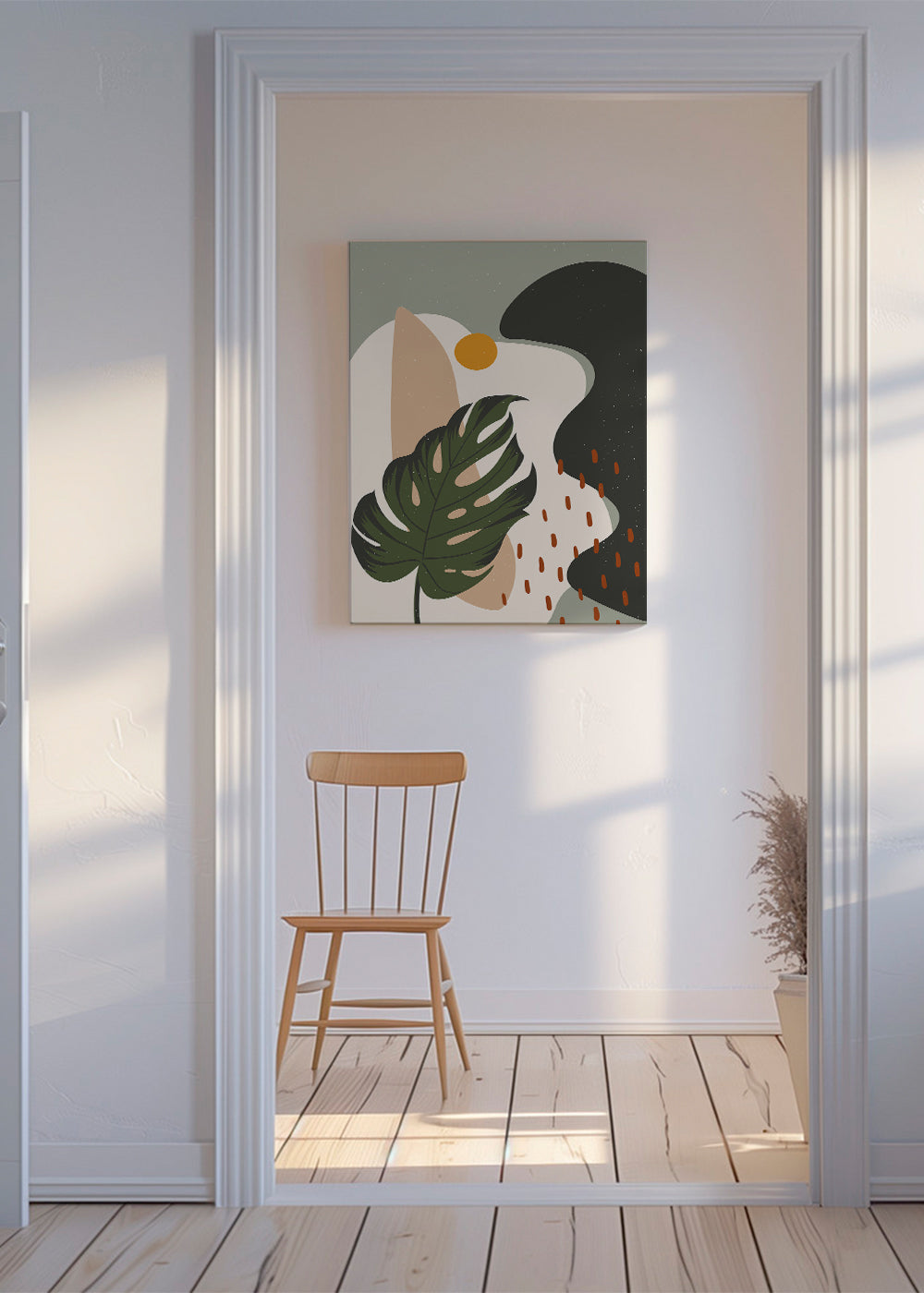 Botanický plakát se stylizovaným listem monstera