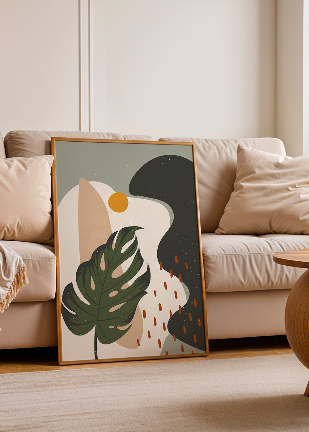 Botanický plakát se stylizovaným listem monstera