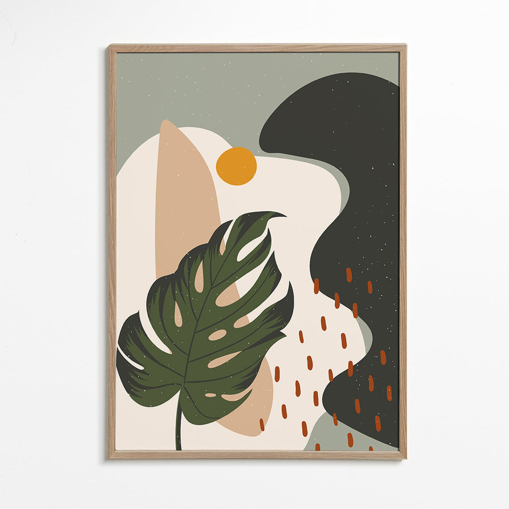 Botanický plakát se stylizovaným listem monstera