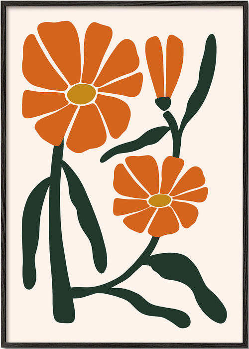 Botanický plakát s oranžovými květy