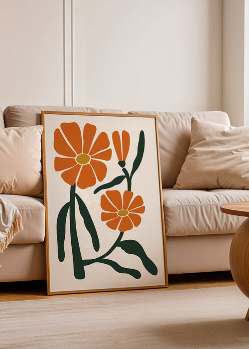 Botanický plakát s oranžovými květy