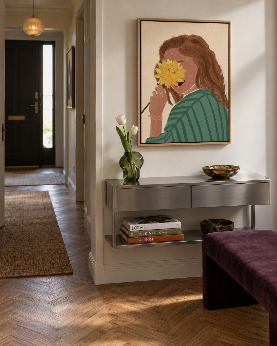Flower Love Woman Portrait - Framed canvas in an interior