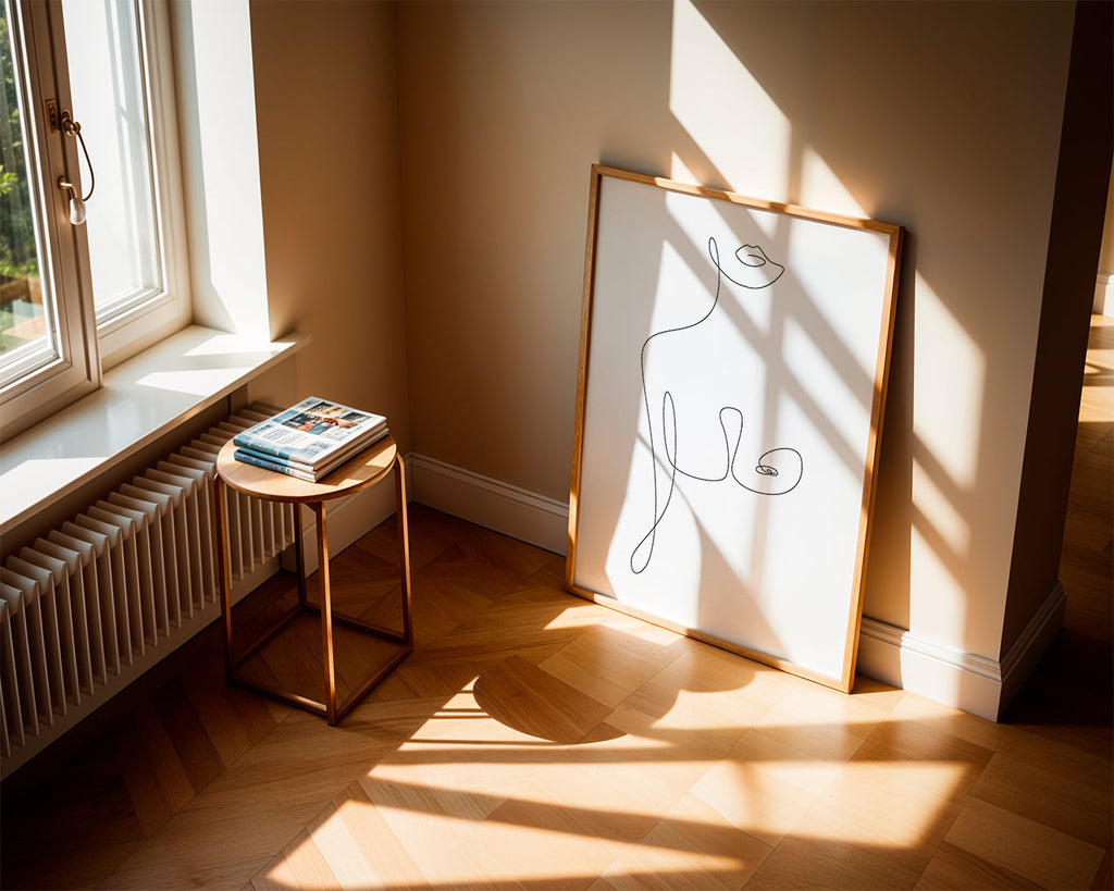 Minimalistická ilustrace postavy jednou linkou