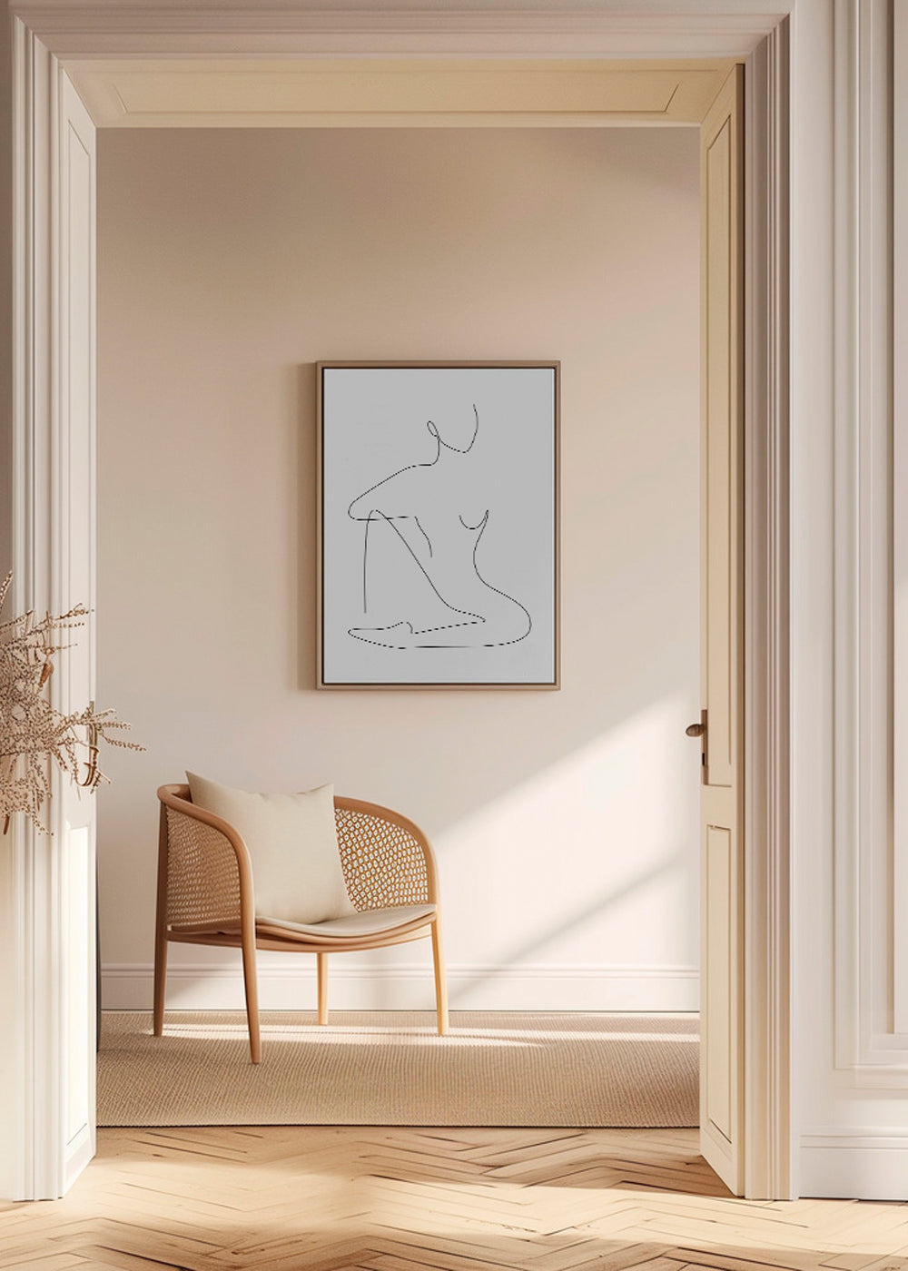 Ilustrace minimalistické liniové postavy