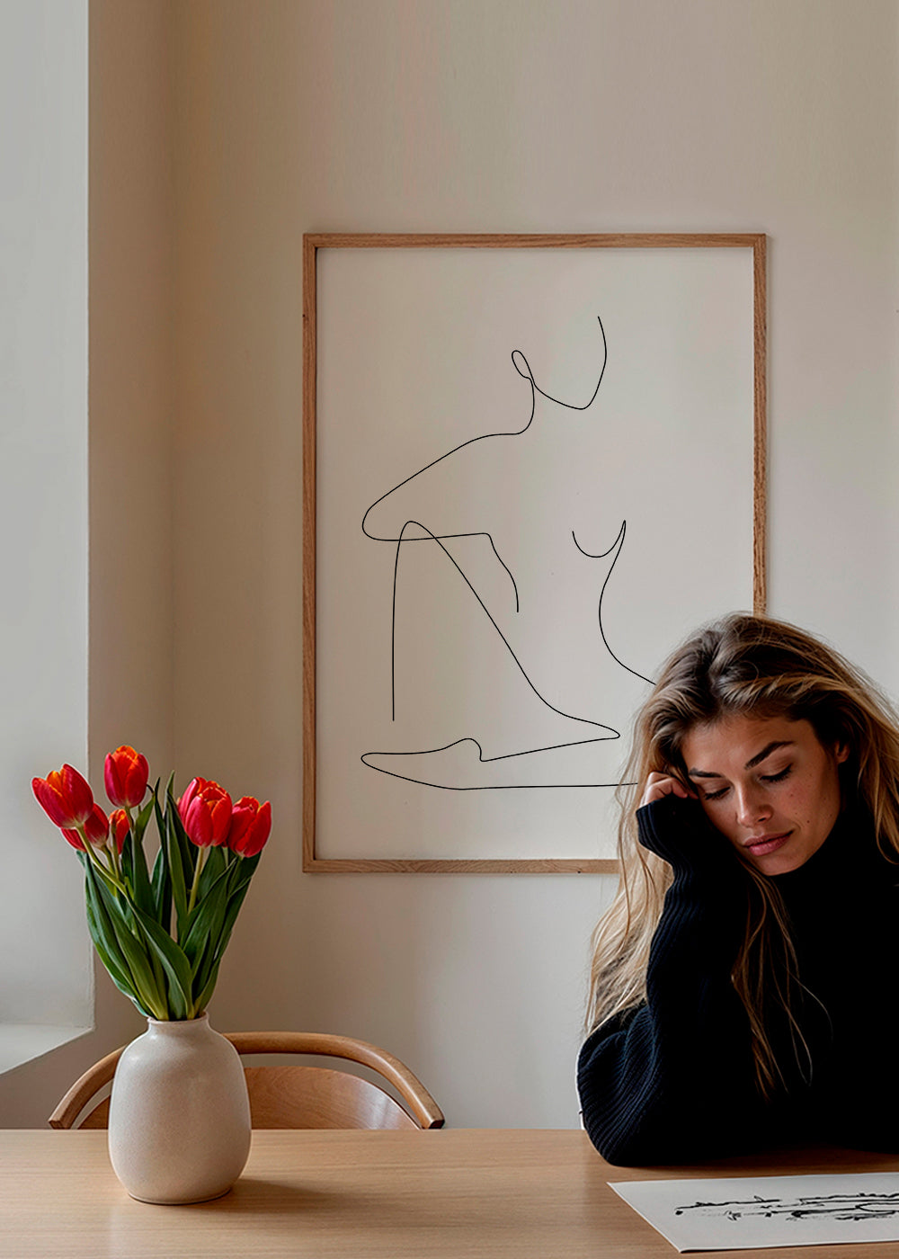 Ilustrace minimalistické liniové postavy