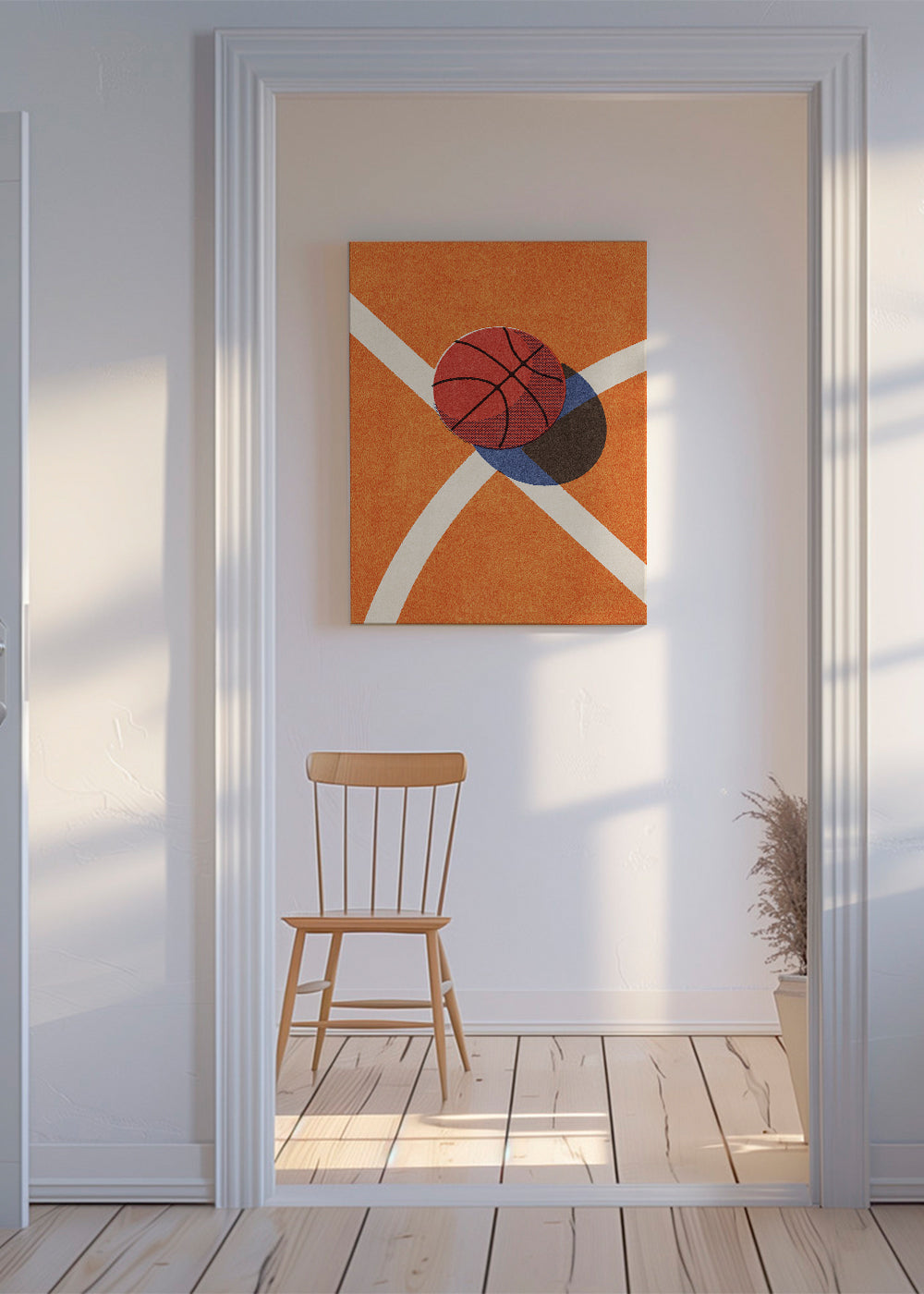 Sportovní umění: červený basketbal na hřišti