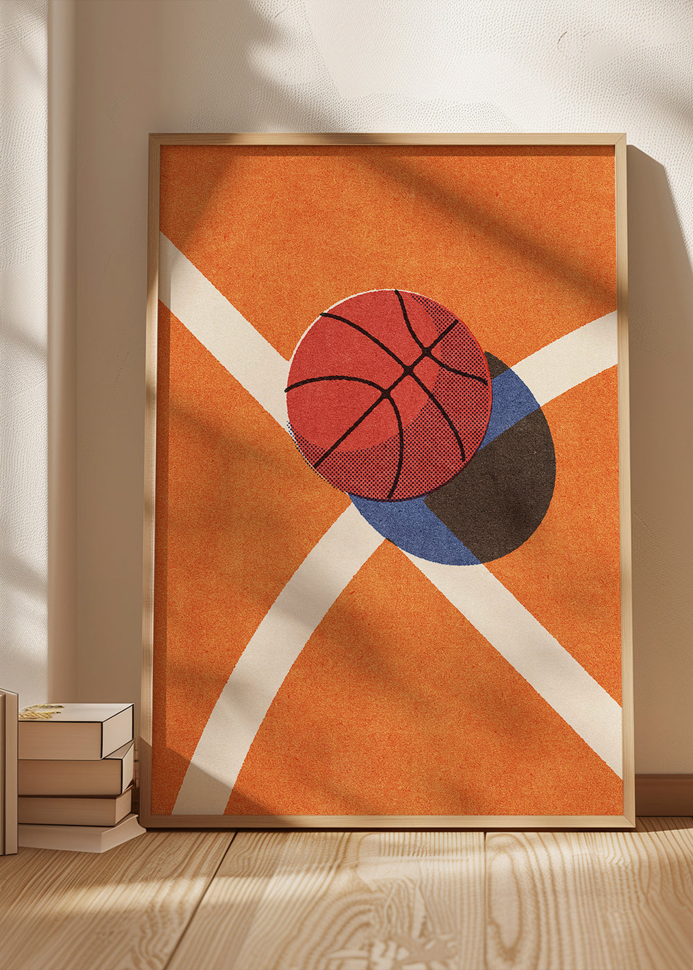 Sportovní umění: červený basketbal na hřišti