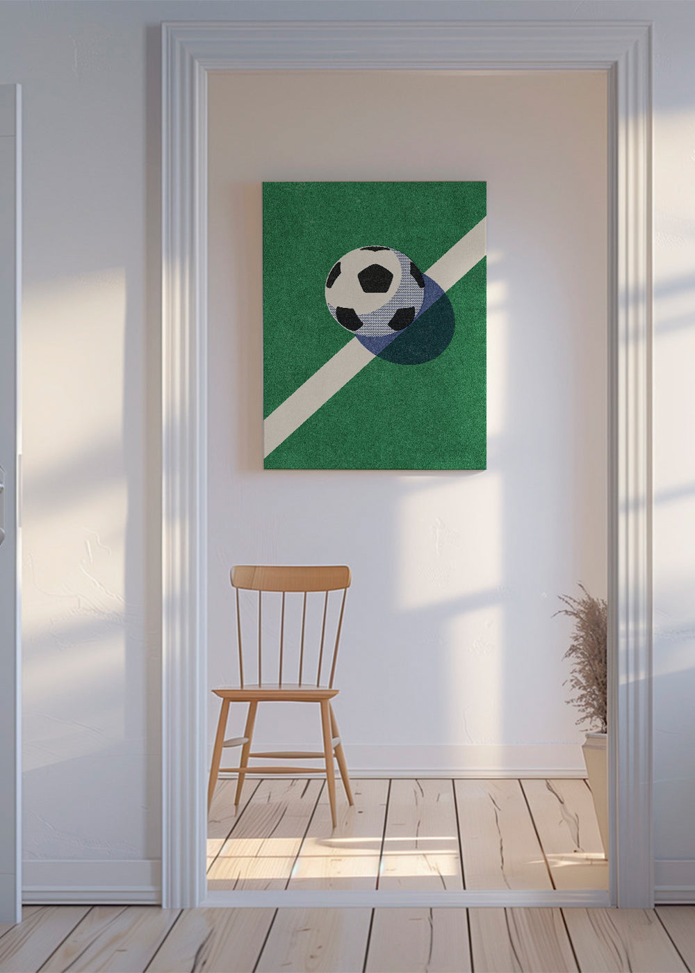 Sportovní umění: fotbalový míč na čáře