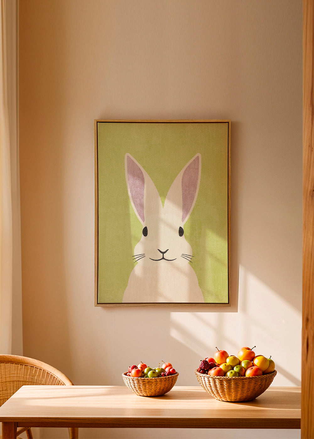 Ilustrace zajíce v pastelových tónech