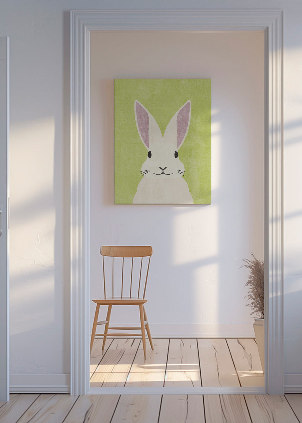 Ilustrace zajíce v pastelových tónech