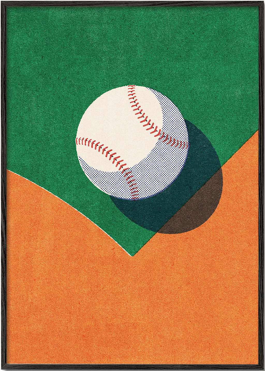 Sportovní umění: baseballový míč na stylizovaném hřišti