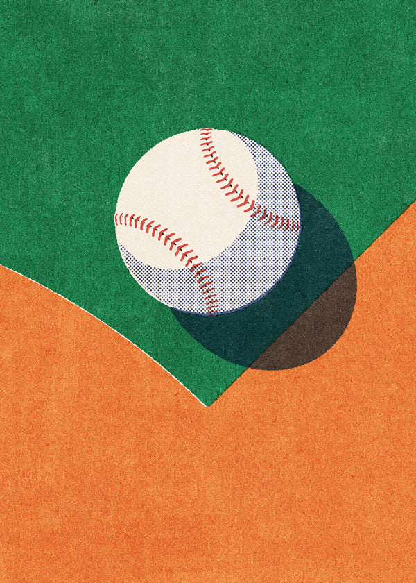 Sportovní umění: baseballový míč na stylizovaném hřišti