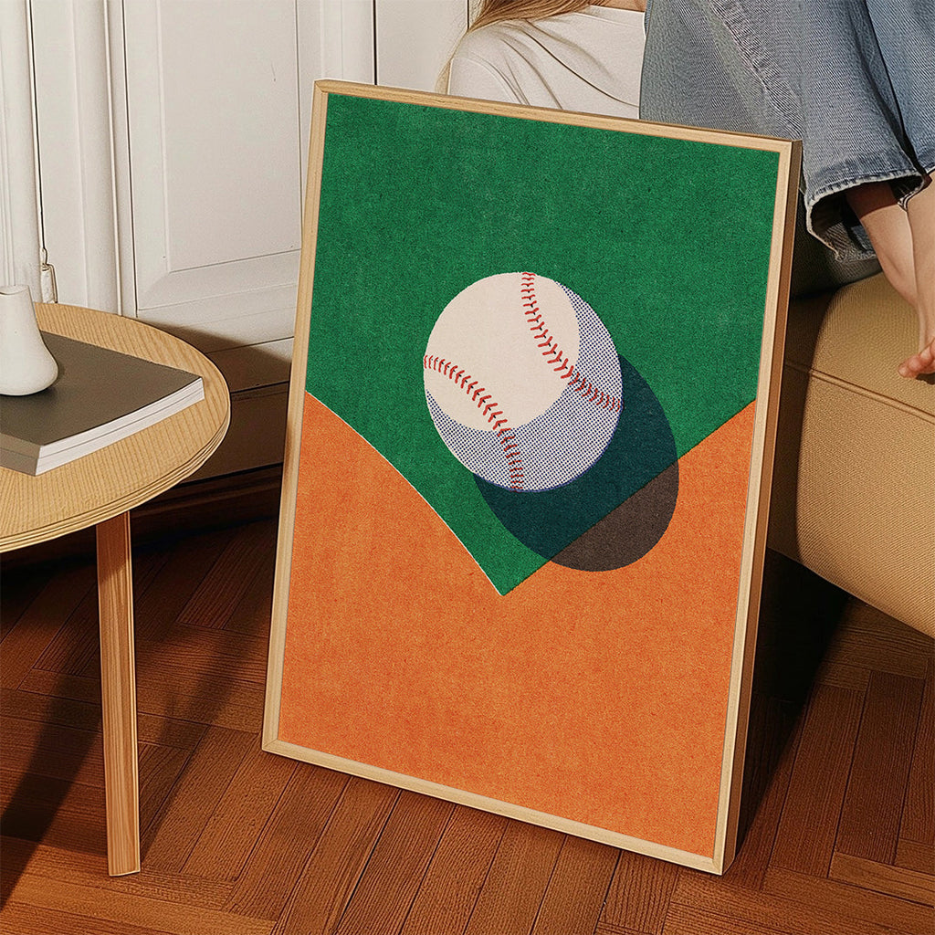 Sportovní umění: baseballový míč na stylizovaném hřišti