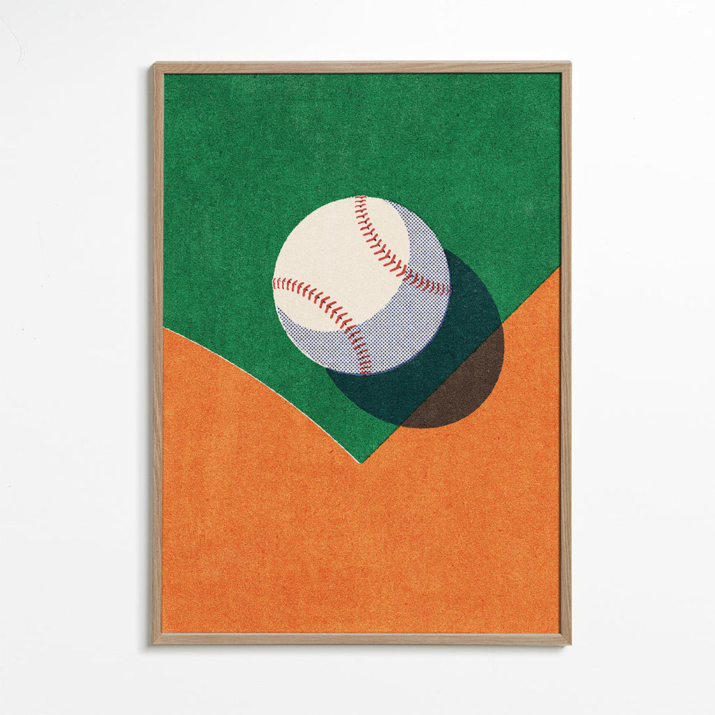 Sportovní umění: baseballový míč na stylizovaném hřišti