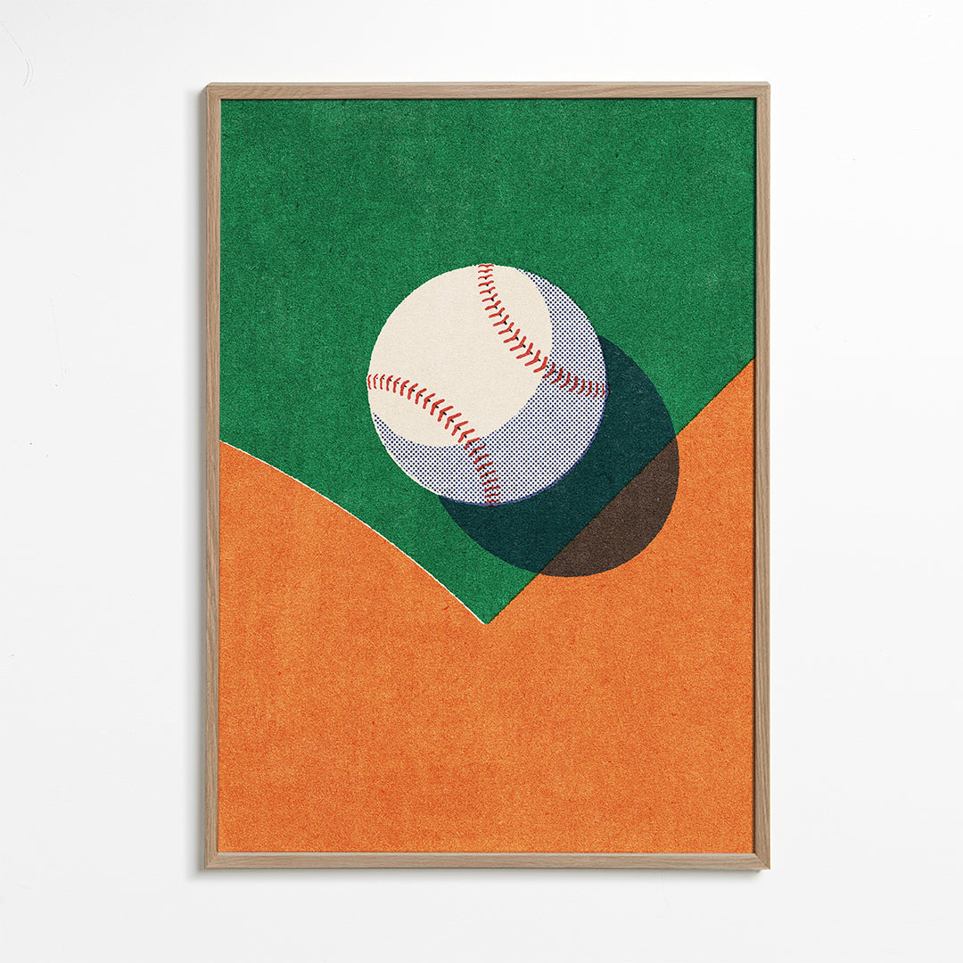 Sportovní umění: baseballový míč na stylizovaném hřišti