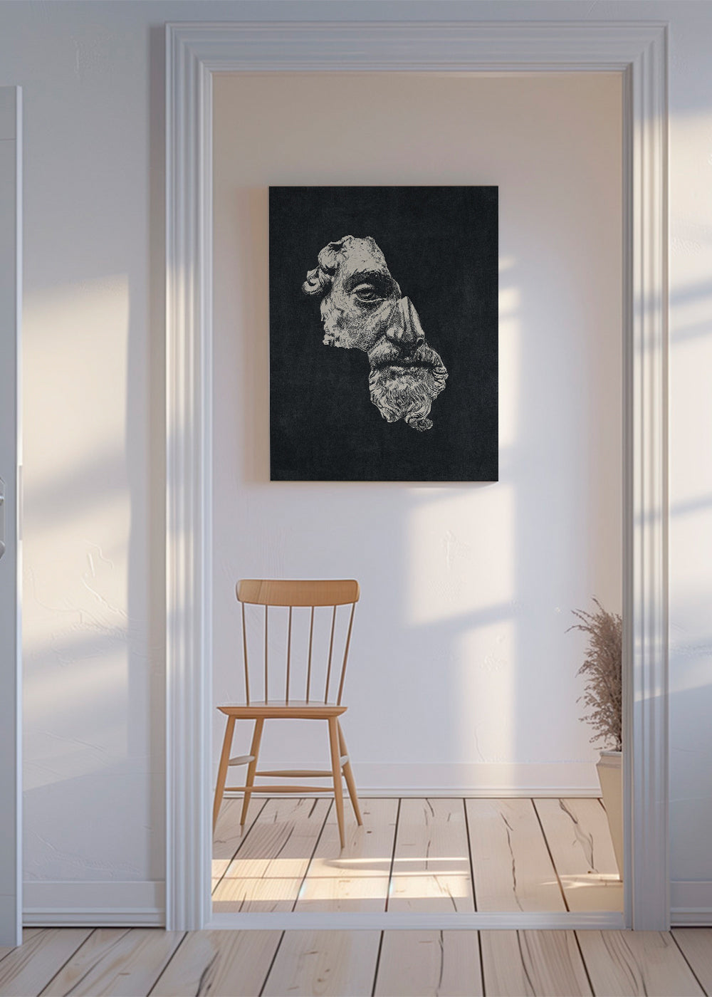 Ilustrace klasické tváře inkoustem