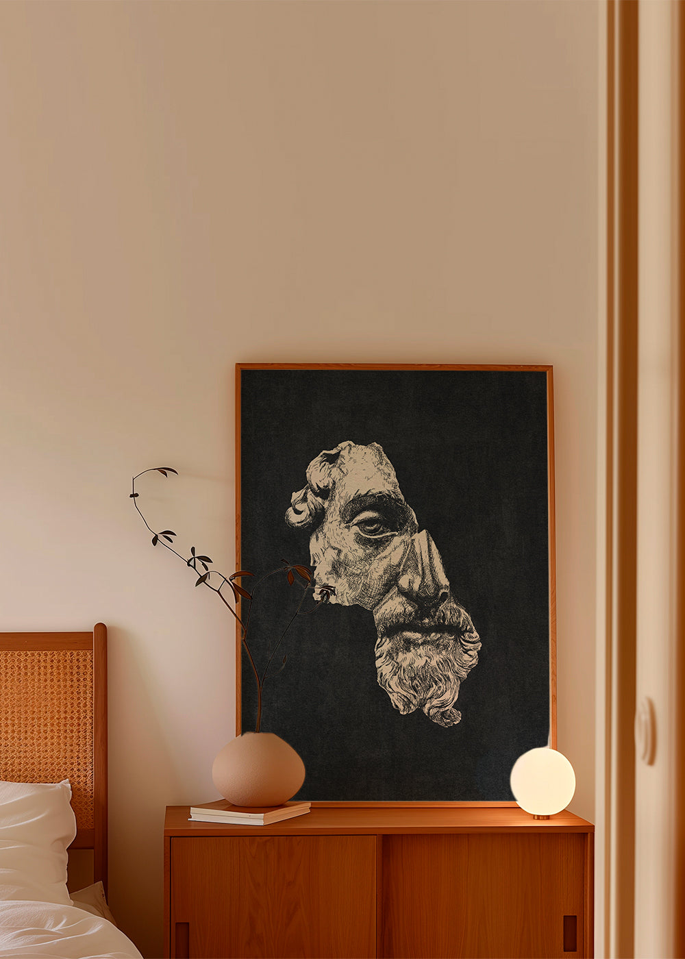 Ilustrace klasické tváře inkoustem