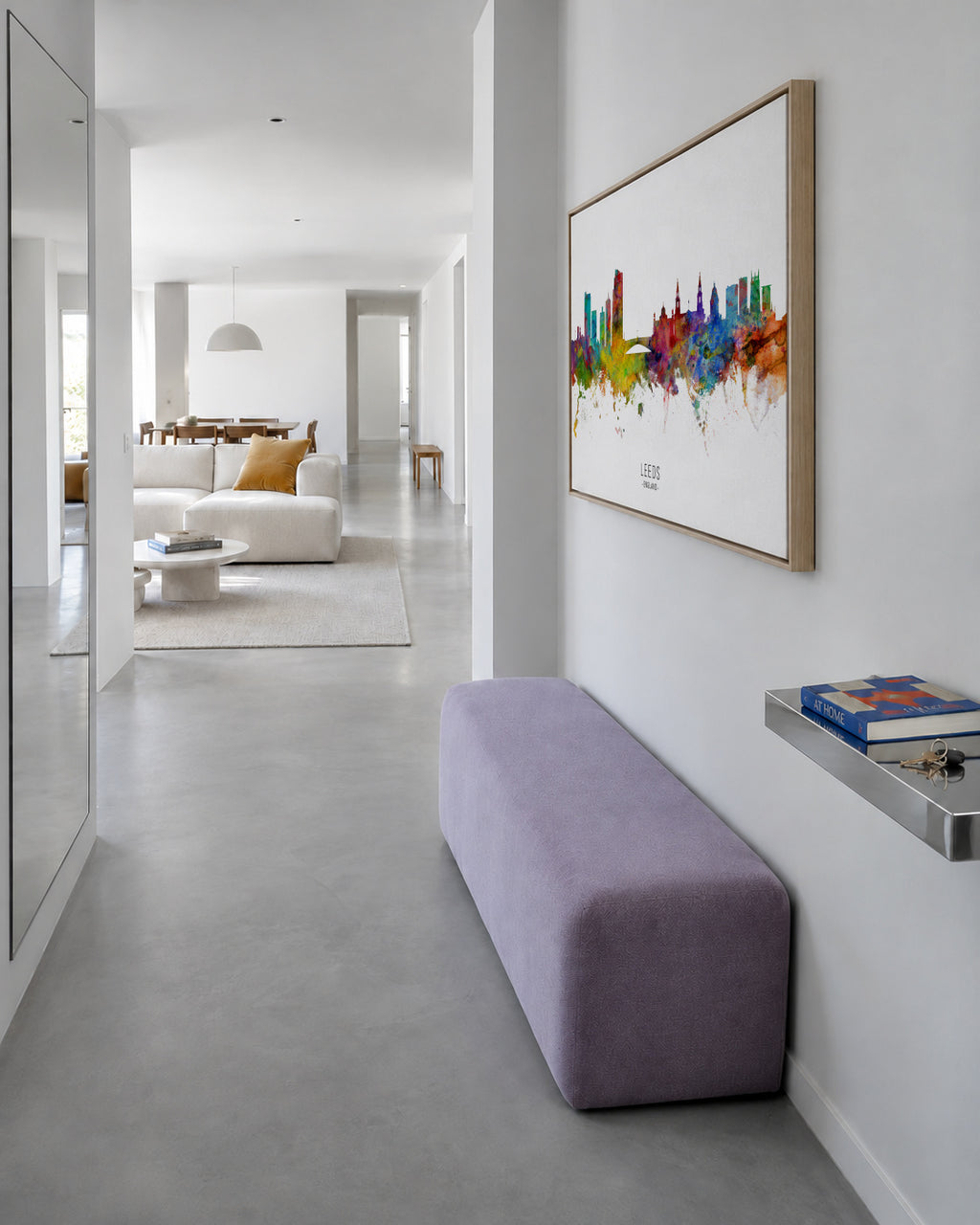 Leeds Skyline multicolor - Framed canvas in an interior