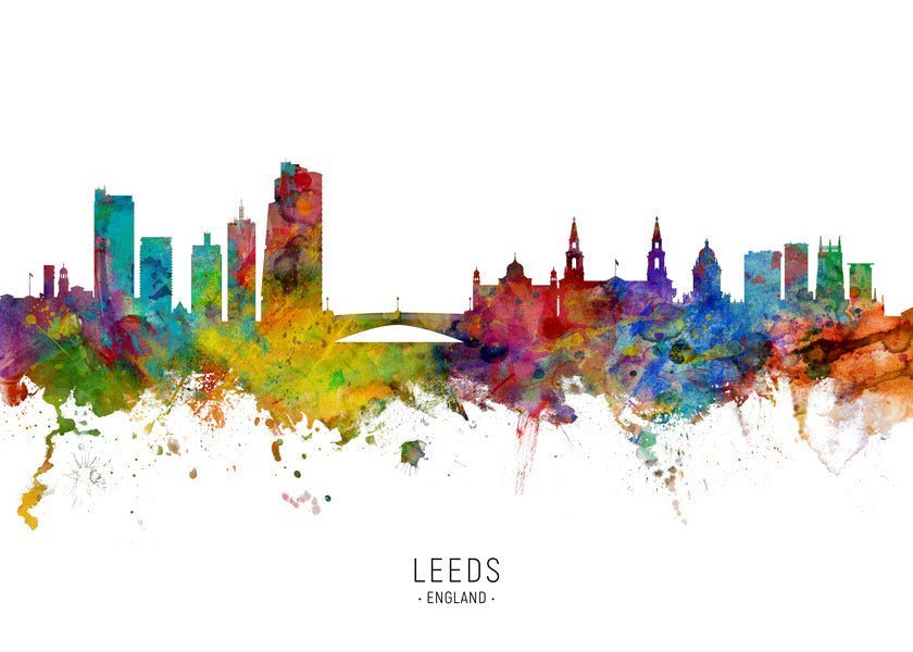 Obraz města Leeds skyline akvarela