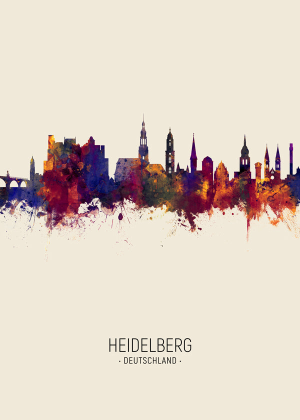Obraz města Heidelberg akvarel