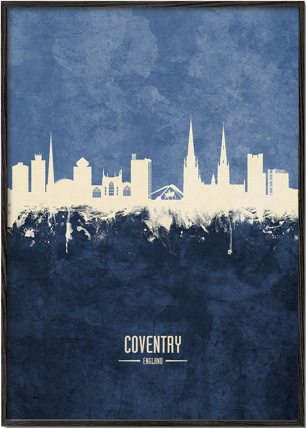 Obraz města Coventry modrá silueta