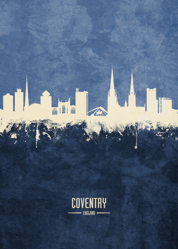 Obraz města Coventry modrá silueta