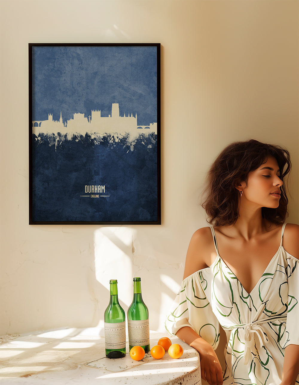 Obraz města Durham skyline v modré