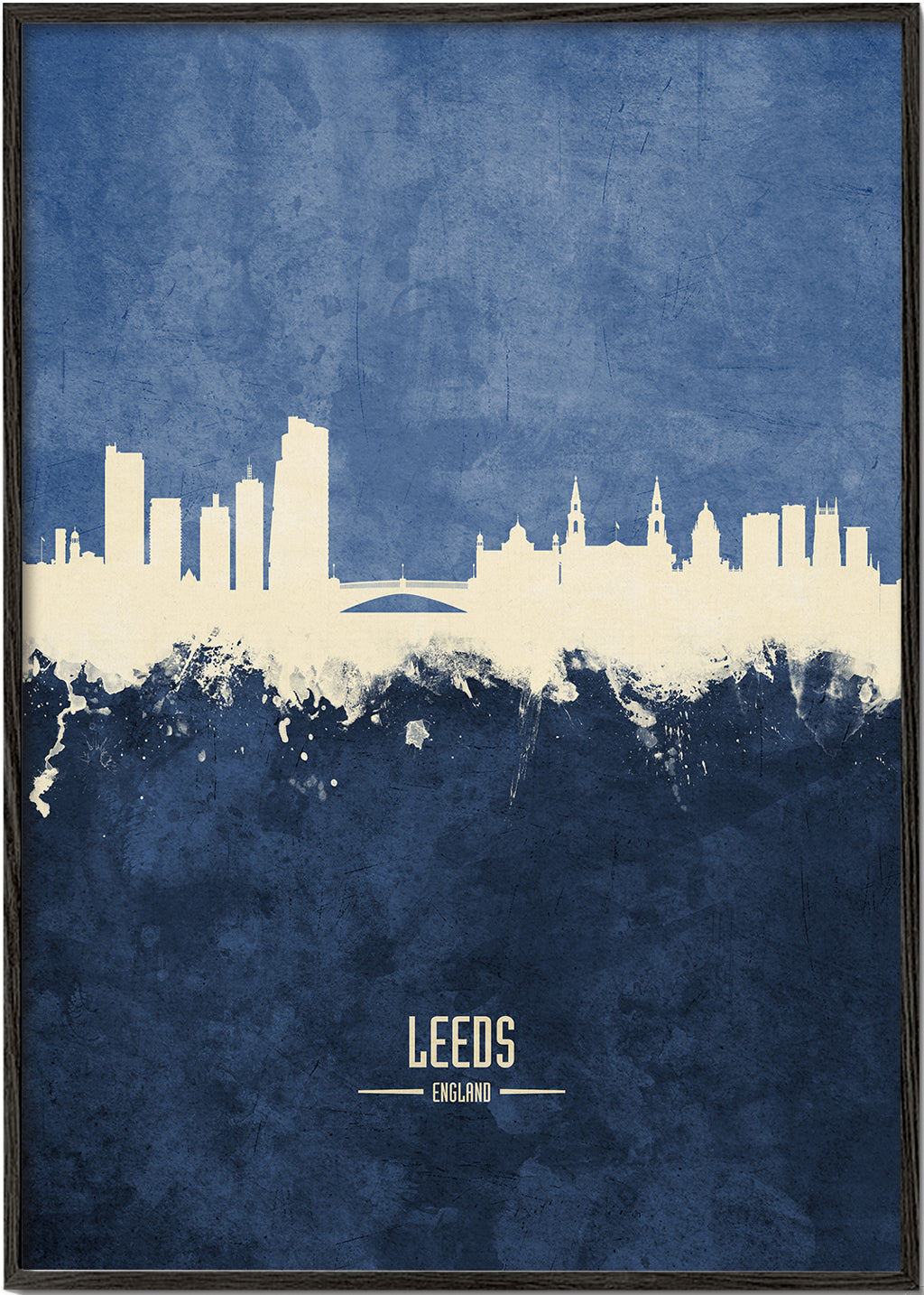Plakát města: panorama Leeds v modré