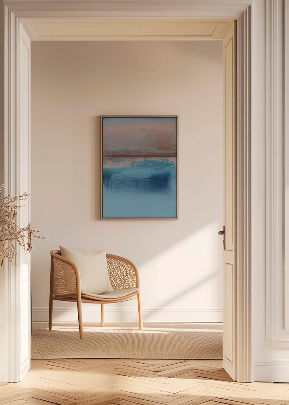 Abstraktní obraz modré a zemité vrstvy