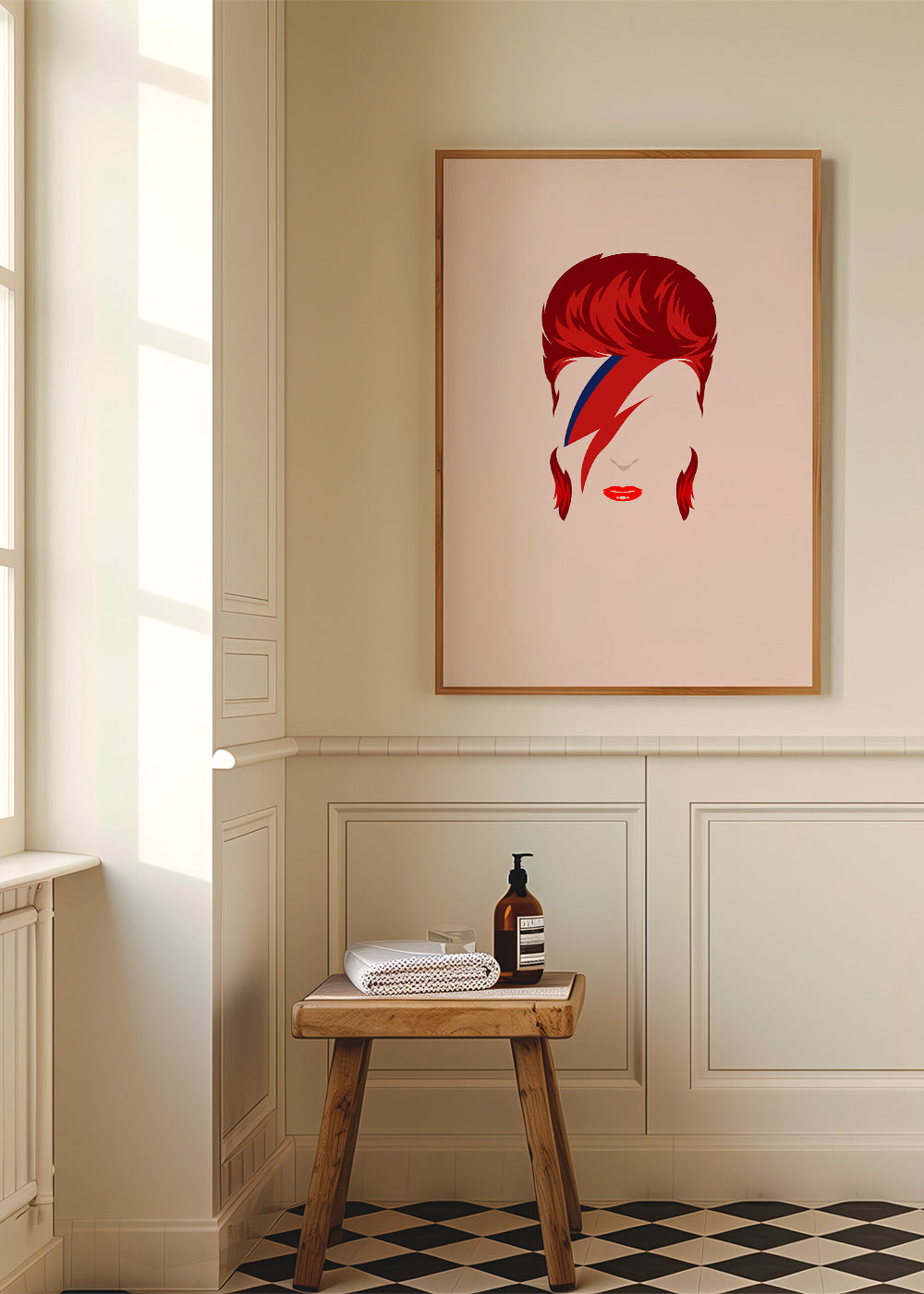 Pop ilustrace portrét s motivem blesku