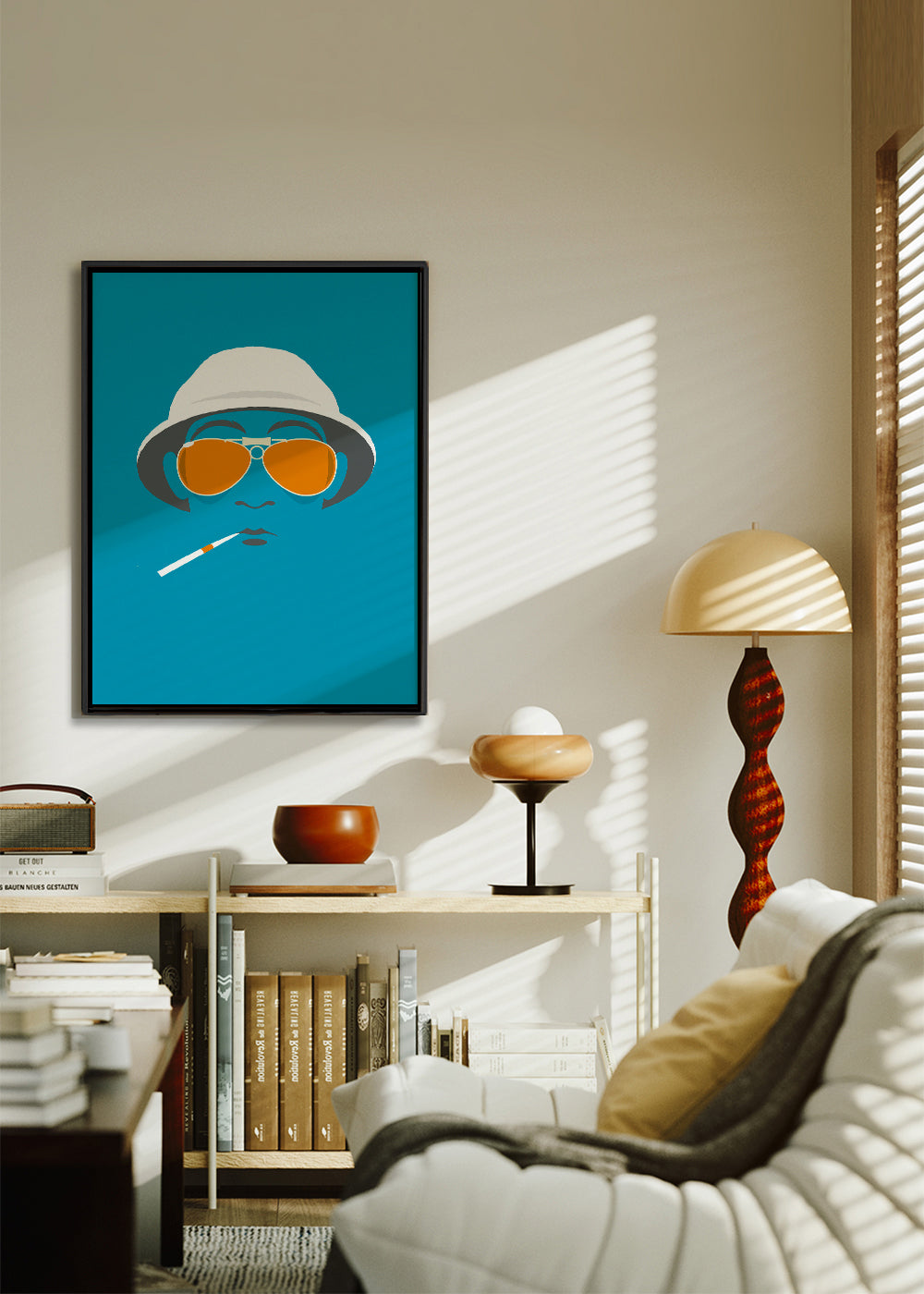 Pop ilustrace portrétu s oranžovými brýlemi