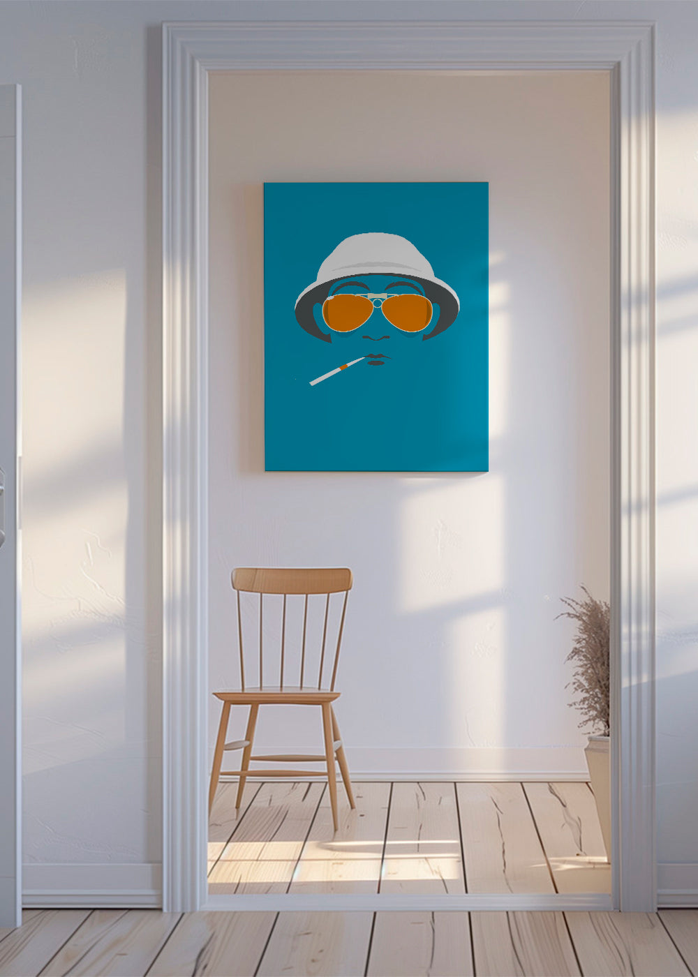 Pop ilustrace portrétu s oranžovými brýlemi