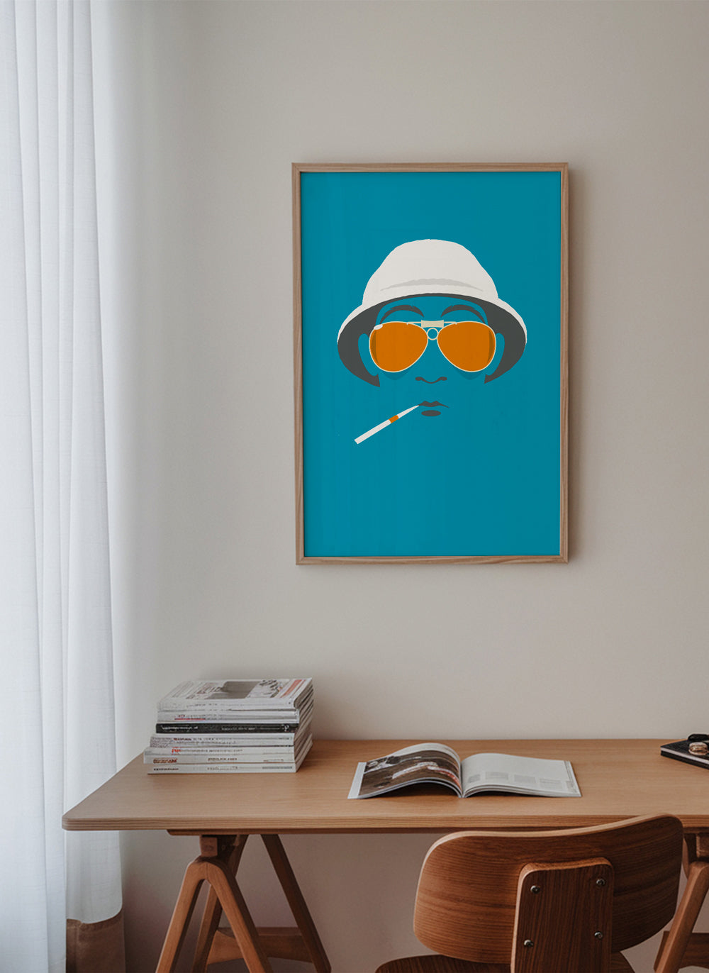Pop ilustrace portrétu s oranžovými brýlemi