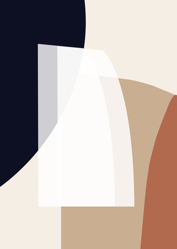 Abstraktní obraz organických tvarů v béžové a modré