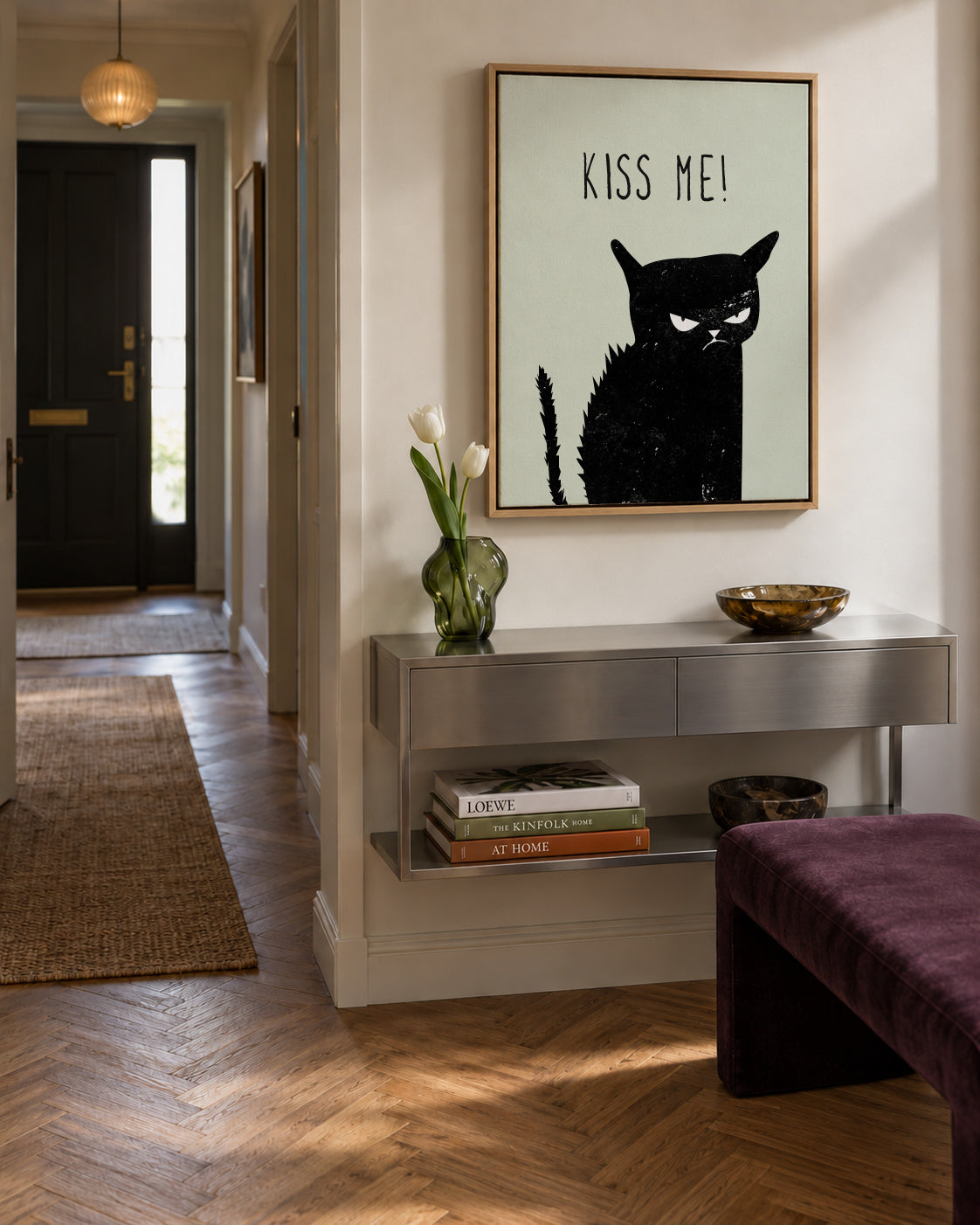 Kiss me cat - Framed canvas in an interior