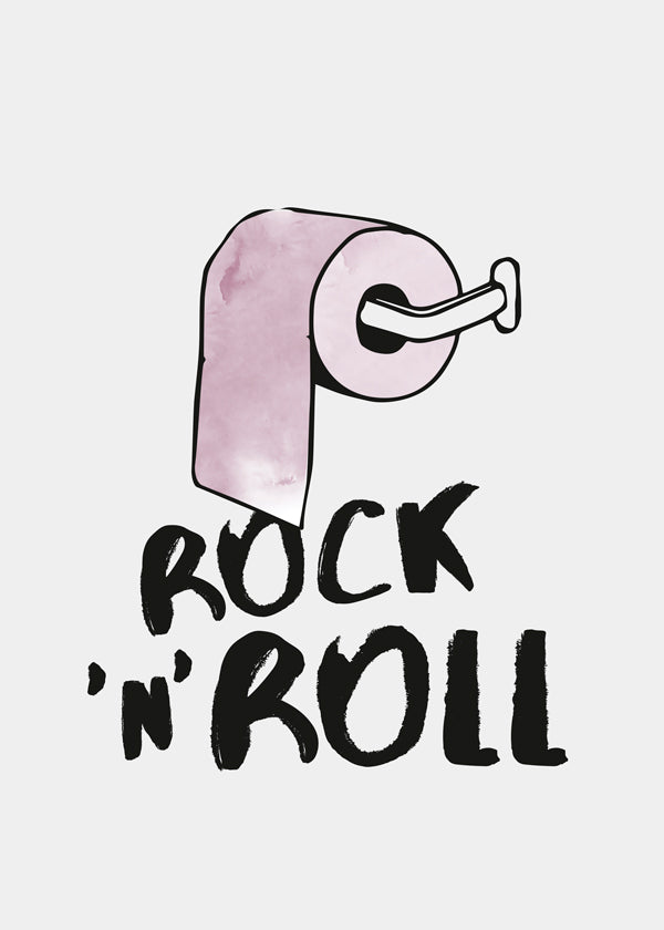 Rocková ilustrace s růžovým toaletním papírem