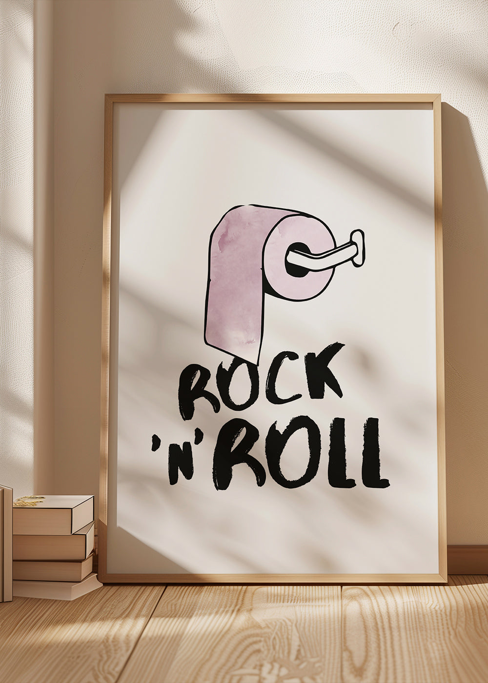 Rocková ilustrace s růžovým toaletním papírem