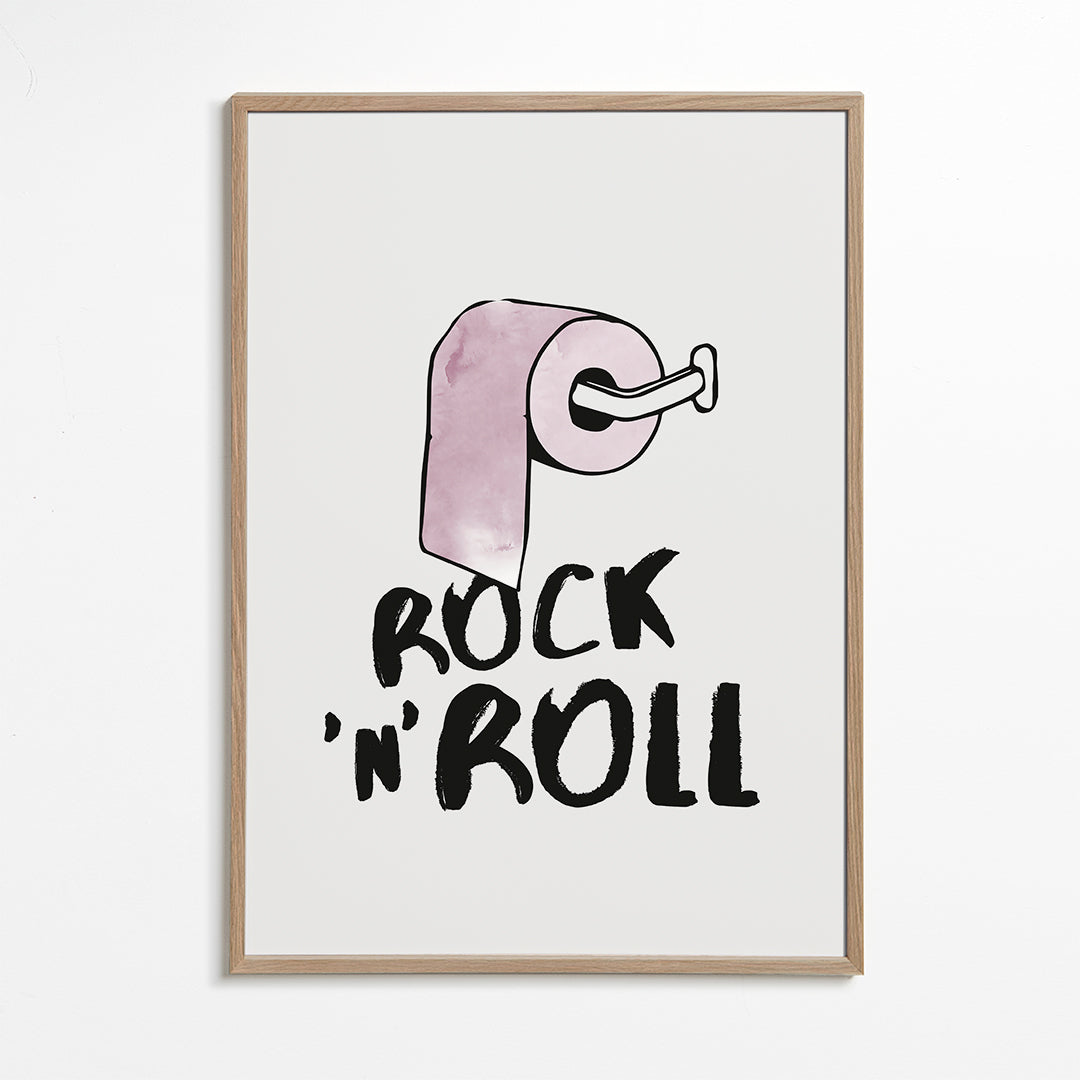 Rocková ilustrace s růžovým toaletním papírem