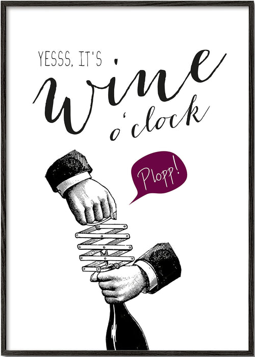 Obraz do kuchyně 'Wine o'clock' typografie a vintage skica