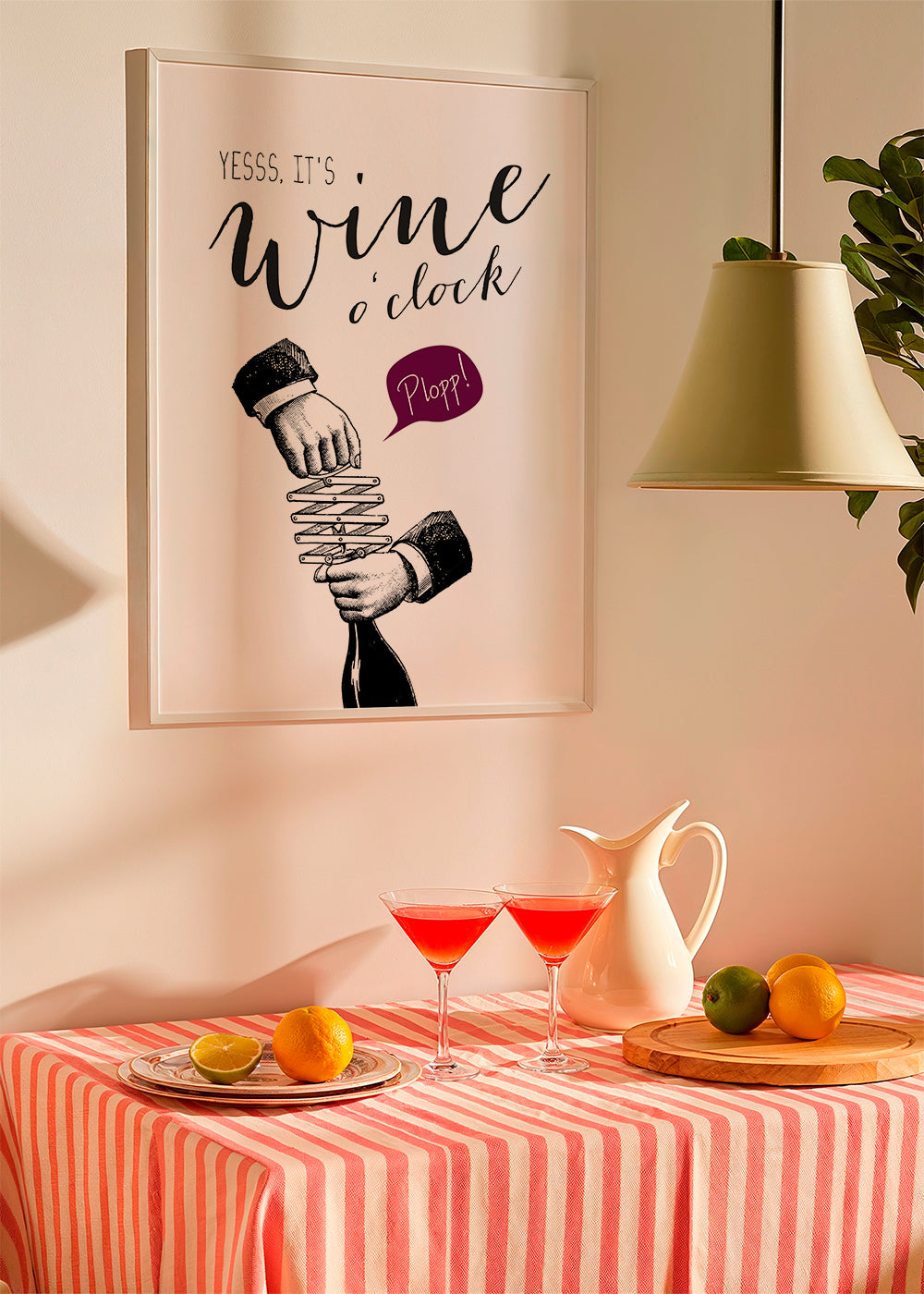 Obraz do kuchyně 'Wine o'clock' typografie a vintage skica