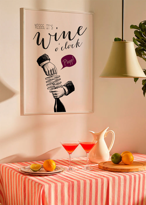 Obraz do kuchyně 'Wine o'clock' typografie a vintage skica