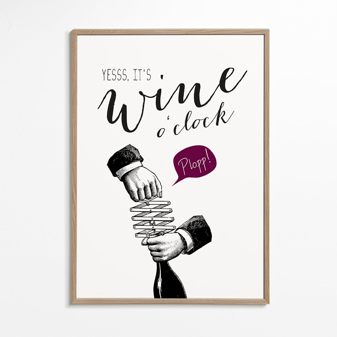 Obraz do kuchyně 'Wine o'clock' typografie a vintage skica