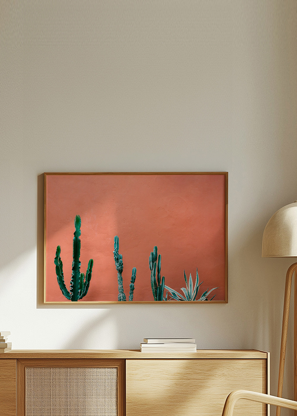 Botanický plakát s kaktusy na terakotové zdi – Product1