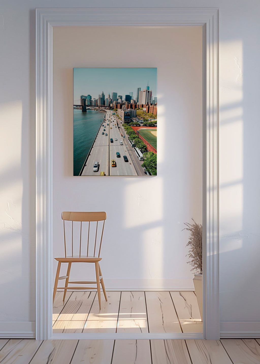 Obraz do kuchyně: panoráma města a most z výšky – Canvas